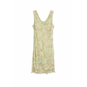 VTG Y2K Floral Print Silk Dress Fairy SZ 20W Lined Sheer Overlay Spring Romantic